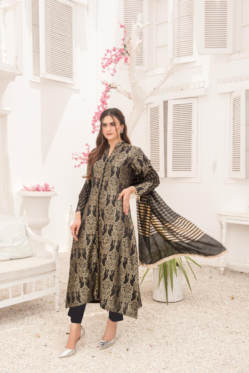 Khadijah Vol 14 – Black Gold Everyday Jacquard Suit
