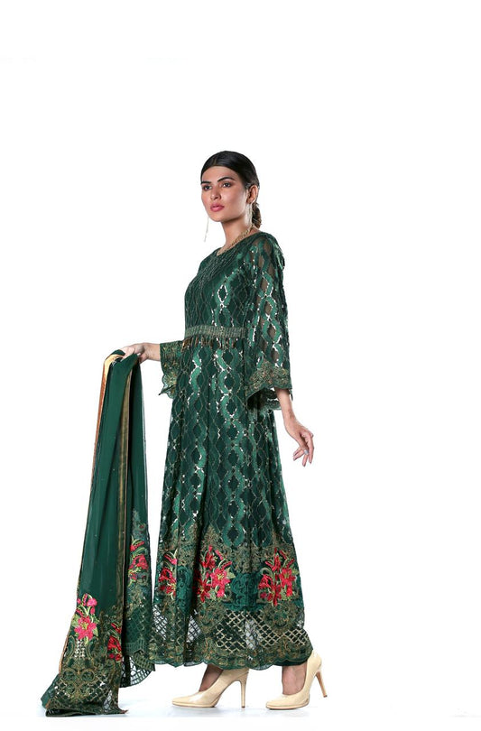 “Zar-e-Noor” Crinkle Maxi Suit with Jamawar Trouser