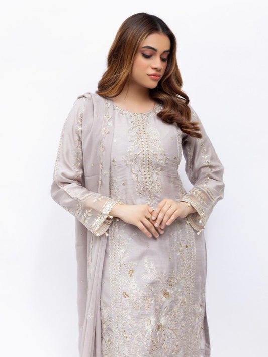 Lilac Grace Embroidered Viscose Suit – Elegant Daywear Edit (AZ16)