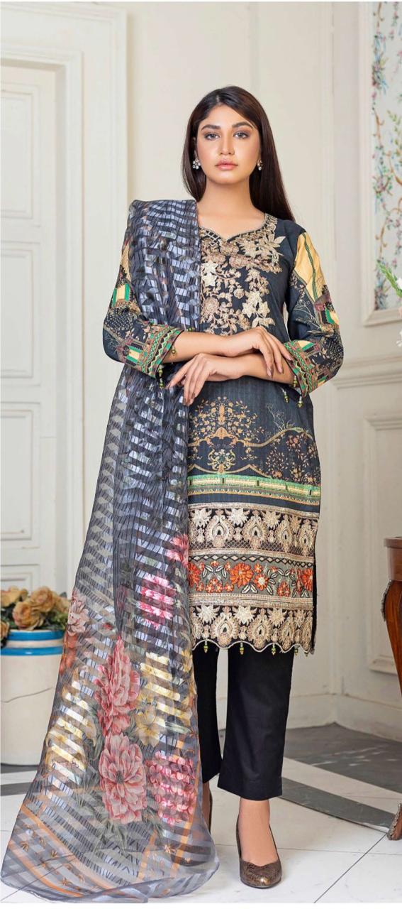 Signature Lawn Edit – Organza Dupatta (Design 1)