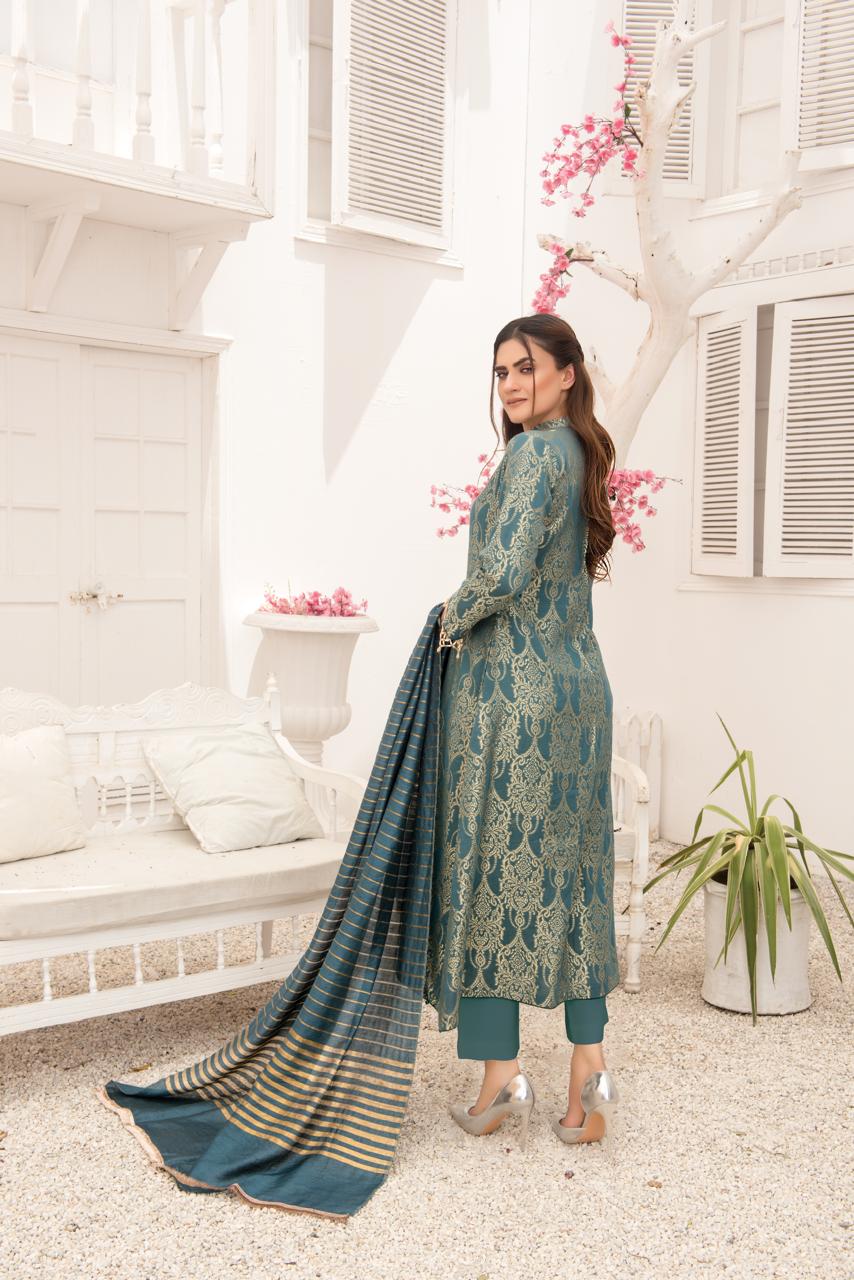 Khadijah Vol 14 – Teal Everyday Jacquard Suit