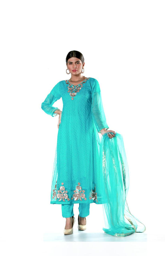 Embroidered Pure Net Maxi - Design 17