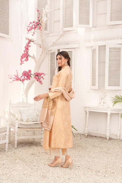 Khadijah Vol 14 – Peach Everyday Jacquard Suit
