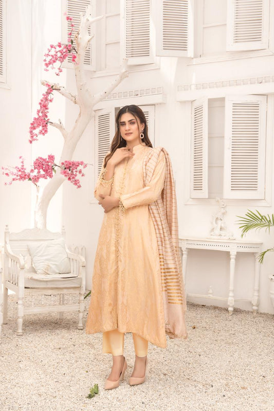 Khadijah Vol 14 – Peach Everyday Jacquard Suit