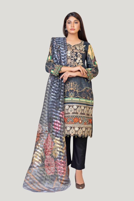 Signature Lawn Edit – Organza Dupatta (Design 1)