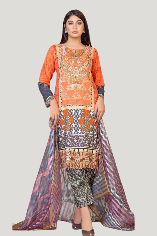 Digital Lawn Luxe Suit – Embroidered Finish (Design 3)