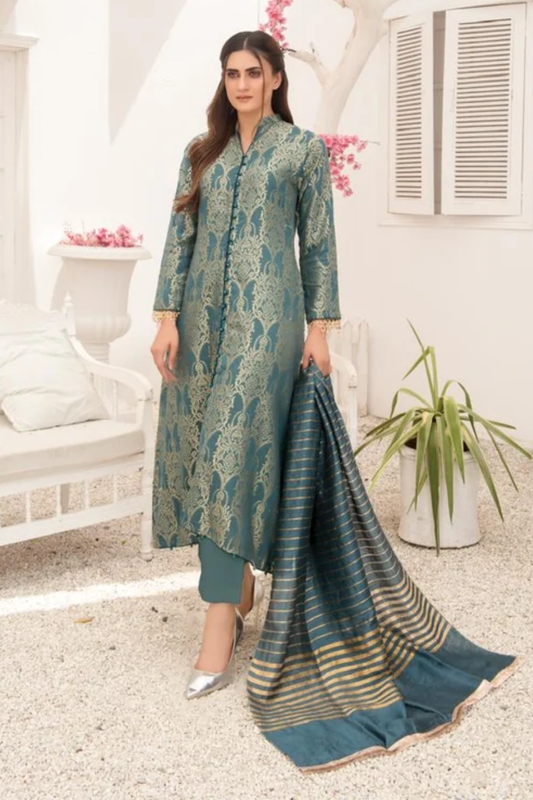 Khadijah Vol 14 – Teal Everyday Jacquard Suit