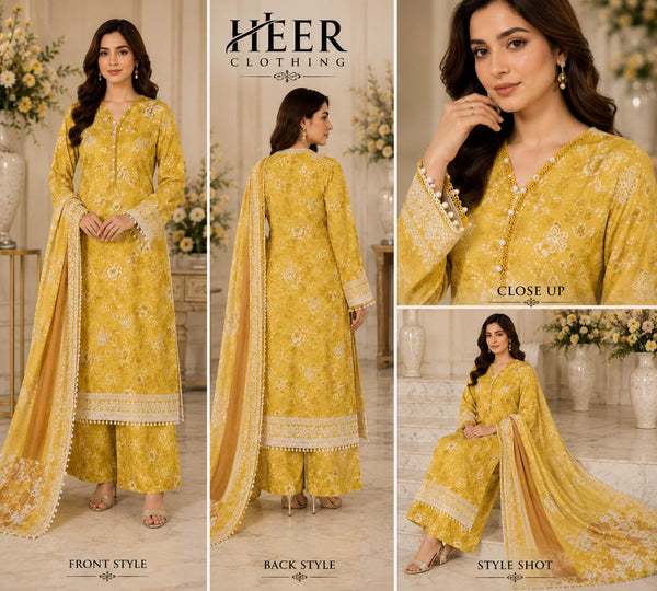 Embroidered Digital Print Lawn 203