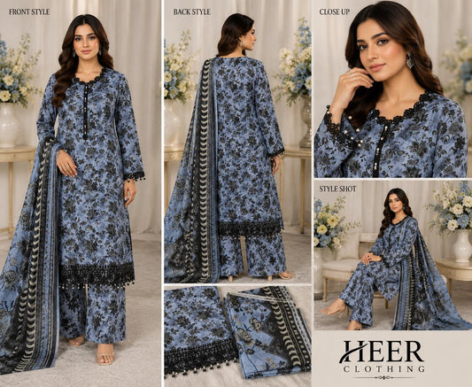 Embroidered Digital Print Lawn 204