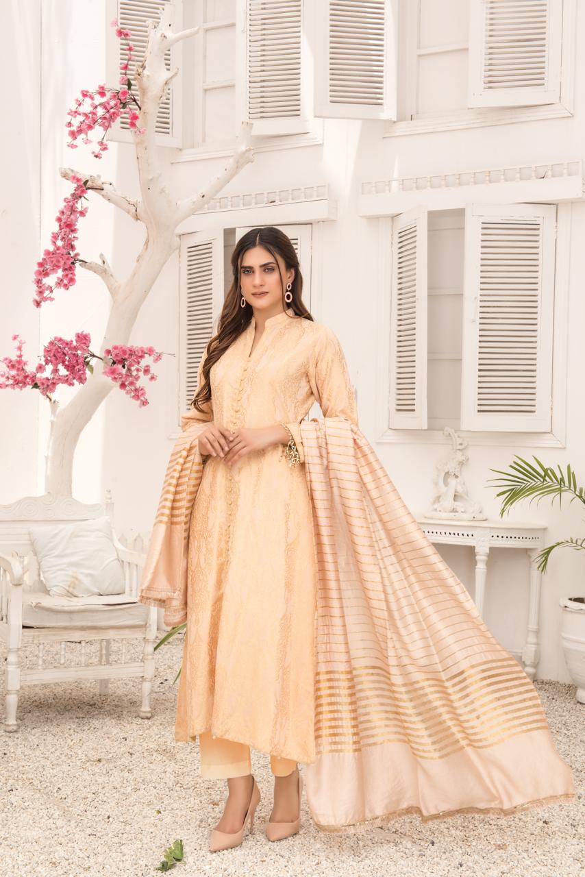 Khadijah Vol 14 – Peach Everyday Jacquard Suit