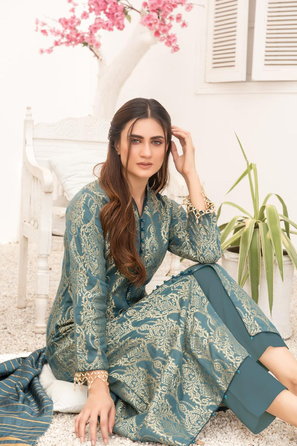 Khadijah Vol 14 – Teal Everyday Jacquard Suit