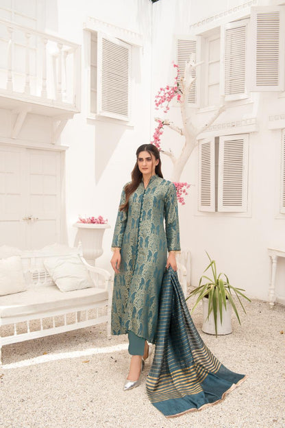 Khadijah Vol 14 – Teal Everyday Jacquard Suit